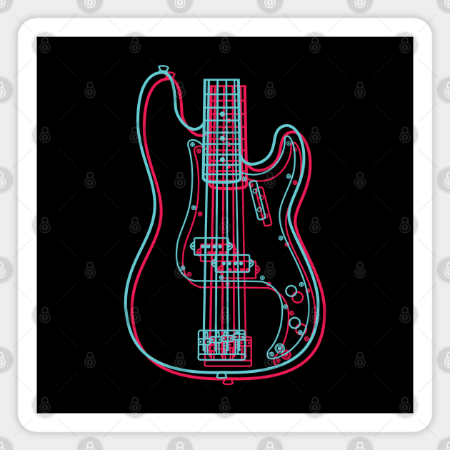 3D P-Style Bass Guitar Body Outline - Bass Outline - Sticker | TeePublic